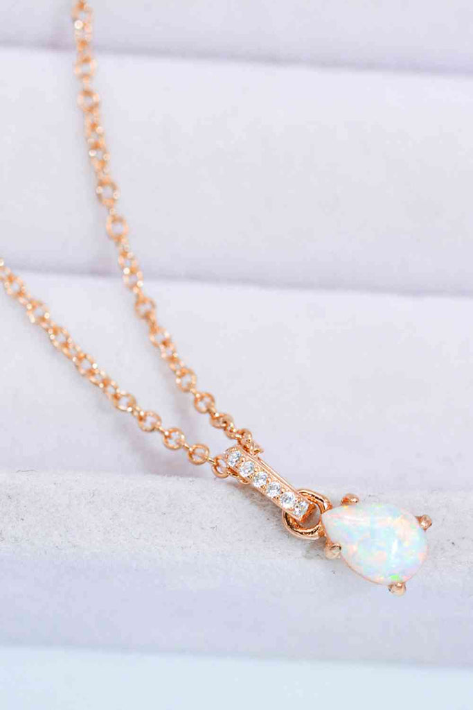 Opal Pendant 925 Sterling Silver Chain-Link Necklace-Timber Brooke Boutique, Online Women's Fashion Boutique in Amarillo, Texas