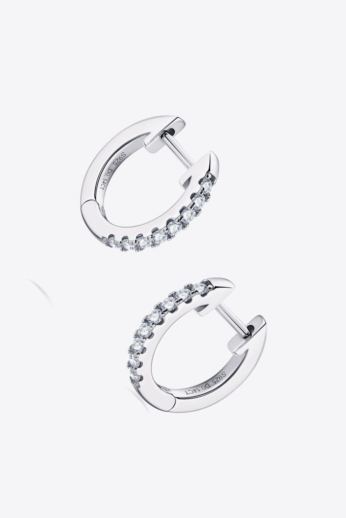Moissanite 925 Sterling Silver Huggie Earrings-Timber Brooke Boutique, Online Women's Fashion Boutique in Amarillo, Texas