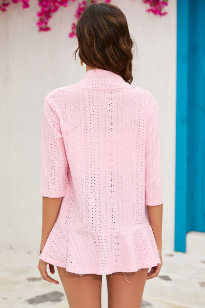 Eyelet Open Front Cardigan-Timber Brooke Boutique, Online Women's Fashion Boutique in Amarillo, Texas