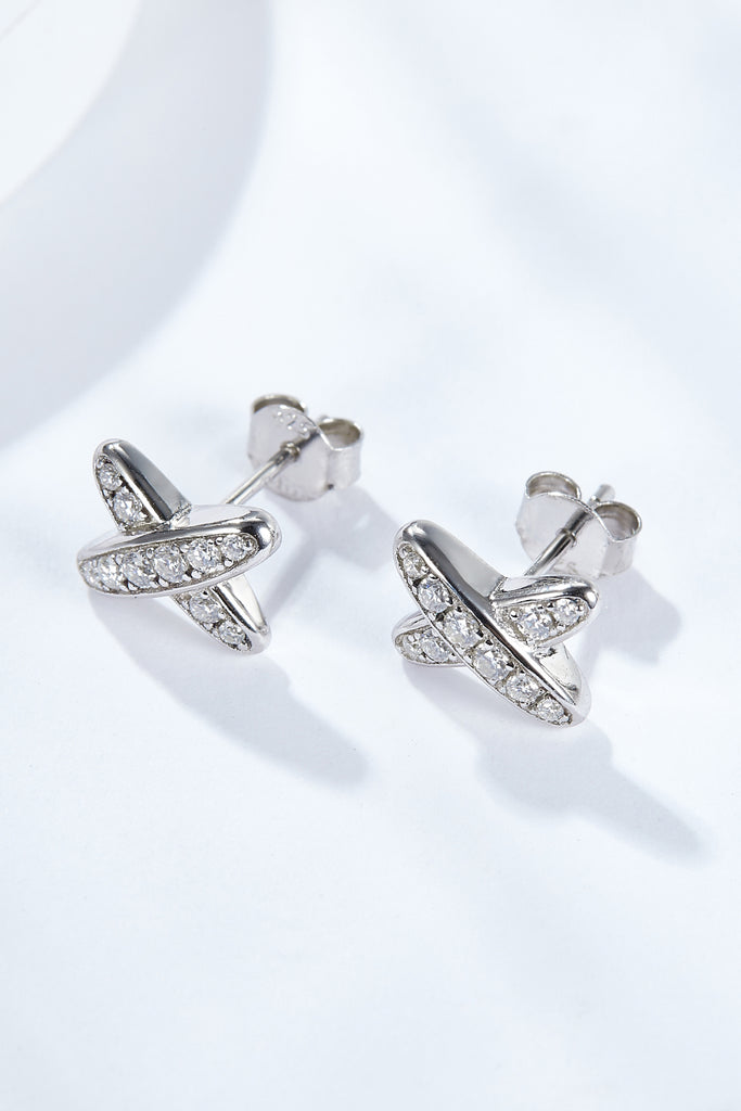 925 Sterling Silver X-Shape Moissanite Earrings-Timber Brooke Boutique, Online Women's Fashion Boutique in Amarillo, Texas