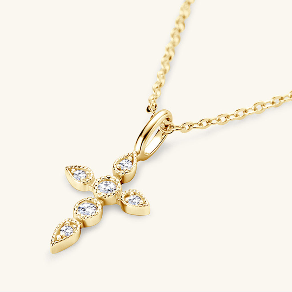 925 Sterling Silver Moissanite Cross Pendant Necklace-Timber Brooke Boutique, Online Women's Fashion Boutique in Amarillo, Texas