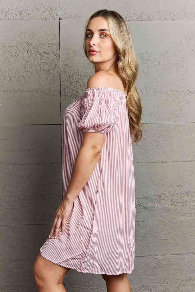Ninexis Show Compassion Off The Shoulder Mini Dress-Timber Brooke Boutique, Online Women's Fashion Boutique in Amarillo, Texas