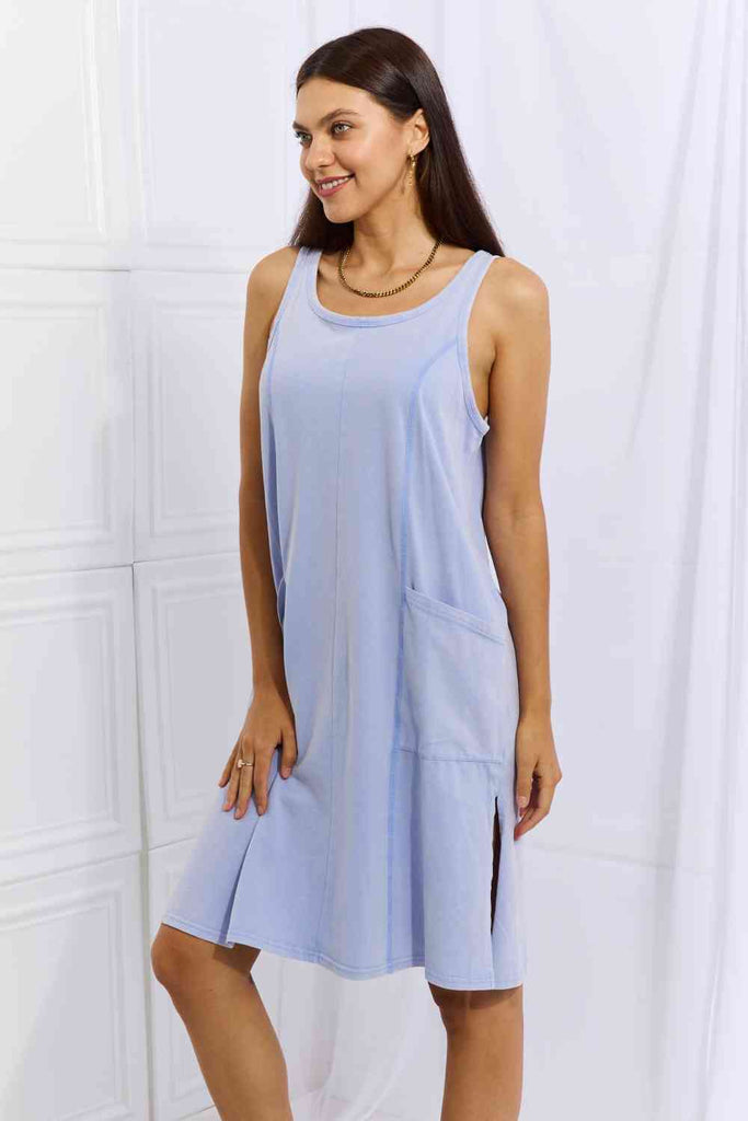 HEYSON Look Good, Feel Good Full Size Washed Sleeveless Casual Dress in Periwinkle-Timber Brooke Boutique, Online Women's Fashion Boutique in Amarillo, Texas