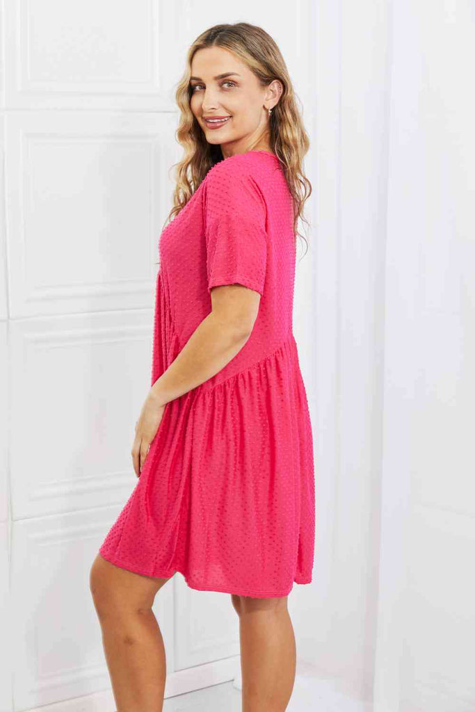 BOMBOM Another Day Swiss Dot Casual Dress in Fuchsia-Timber Brooke Boutique, Online Women's Fashion Boutique in Amarillo, Texas