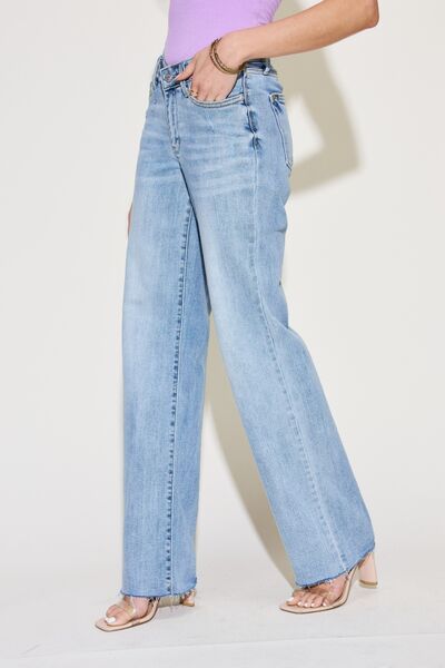 Judy Blue Full Size V Front Waistband Straight Jeans-Timber Brooke Boutique, Online Women's Fashion Boutique in Amarillo, Texas