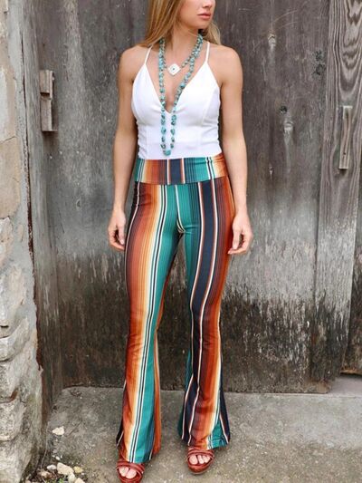 High Waist Striped Bootcut Pants-Timber Brooke Boutique, Online Women's Fashion Boutique in Amarillo, Texas