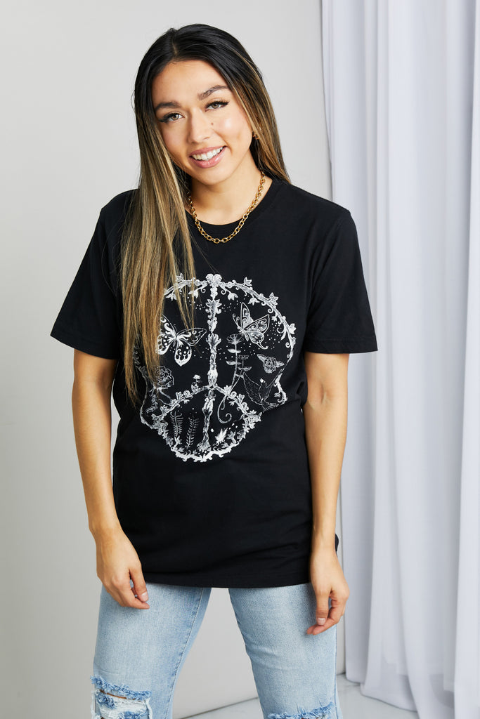 mineB Full Size Butterfly Graphic Tee Shirt-Timber Brooke Boutique, Online Women's Fashion Boutique in Amarillo, Texas