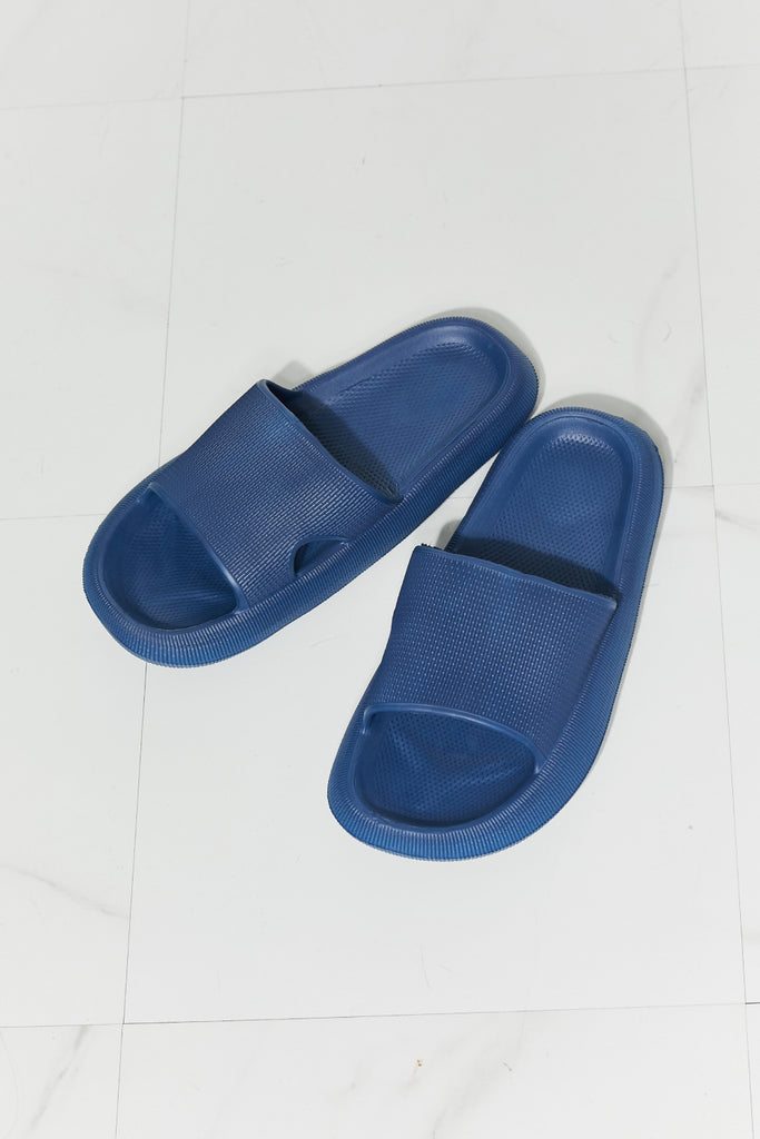 MMShoes Arms Around Me Open Toe Slide in Navy-Timber Brooke Boutique, Online Women's Fashion Boutique in Amarillo, Texas