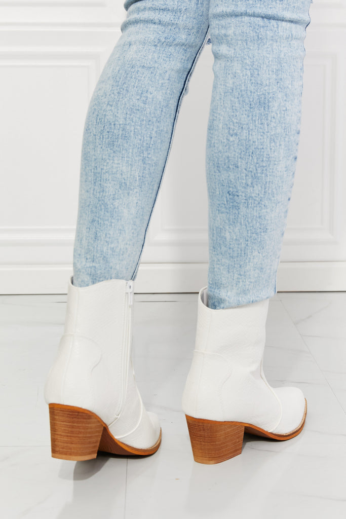 MMShoes Watertower Town Faux Leather Western Ankle Boots in White-Timber Brooke Boutique, Online Women's Fashion Boutique in Amarillo, Texas