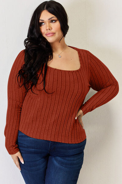 Basic Bae Full Size Ribbed Long Sleeve T-Shirt-Timber Brooke Boutique, Online Women's Fashion Boutique in Amarillo, Texas