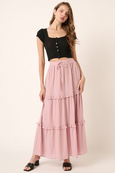 Mittoshop Drawstring High Waist Frill Skirt-Timber Brooke Boutique, Online Women's Fashion Boutique in Amarillo, Texas