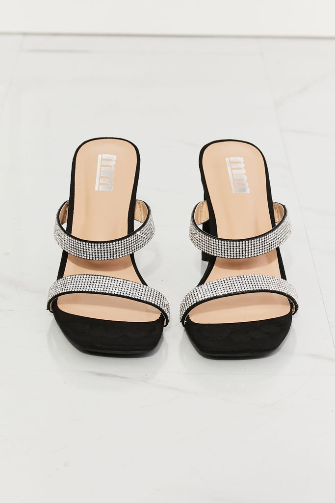 MMShoes Leave A Little Sparkle Rhinestone Block Heel Sandal in Black-Timber Brooke Boutique, Online Women's Fashion Boutique in Amarillo, Texas