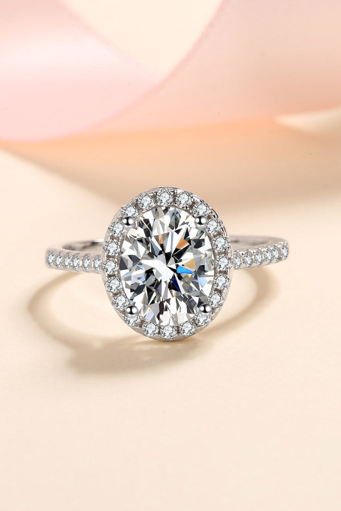 2 Carat Moissanite 925 Sterling Silver Halo Ring-Timber Brooke Boutique, Online Women's Fashion Boutique in Amarillo, Texas