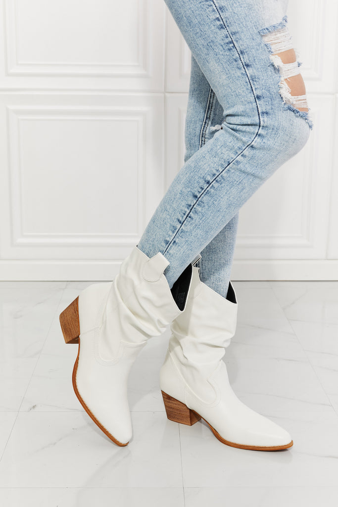 MMShoes Better in Texas Scrunch Cowboy Boots in White-Timber Brooke Boutique, Online Women's Fashion Boutique in Amarillo, Texas