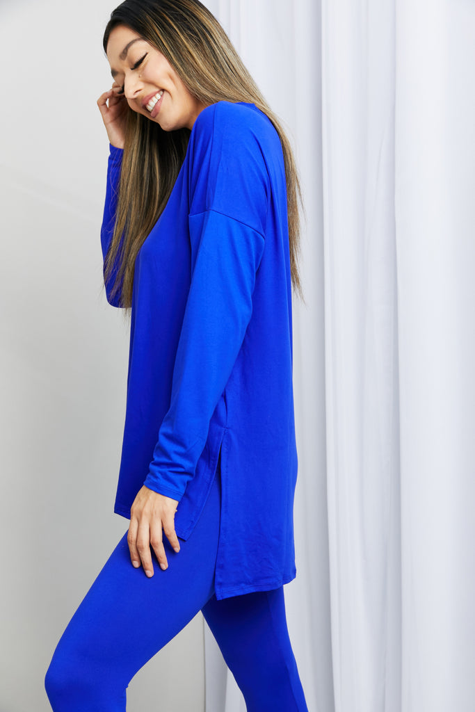 Zenana Ready to Relax Full Size Brushed Microfiber Loungewear Set in Bright Blue-Timber Brooke Boutique, Online Women's Fashion Boutique in Amarillo, Texas