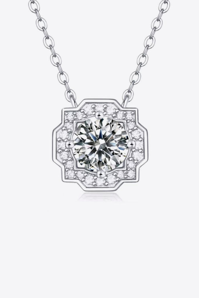1 Carat Moissanite Flower Shape Pendant Chain Necklace-Timber Brooke Boutique, Online Women's Fashion Boutique in Amarillo, Texas