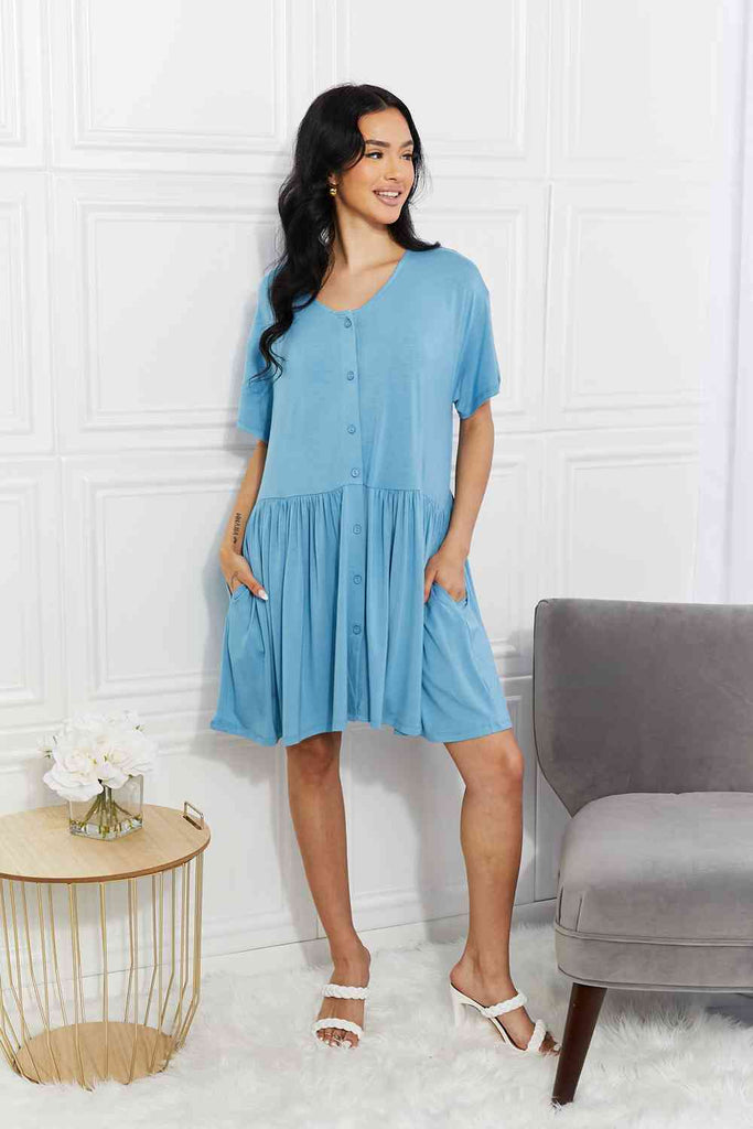 Yelete Full Size Oh Sweet Spring Button Up Flare Dress-Timber Brooke Boutique, Online Women's Fashion Boutique in Amarillo, Texas