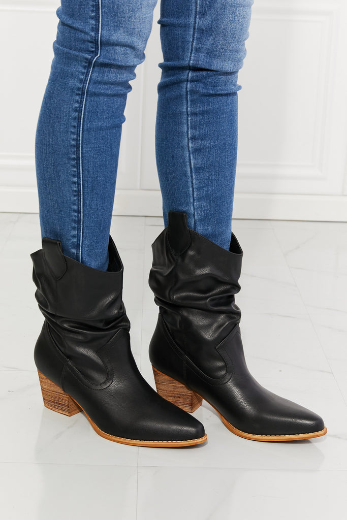 MMShoes Better in Texas Scrunch Cowboy Boots in Black-Timber Brooke Boutique, Online Women's Fashion Boutique in Amarillo, Texas