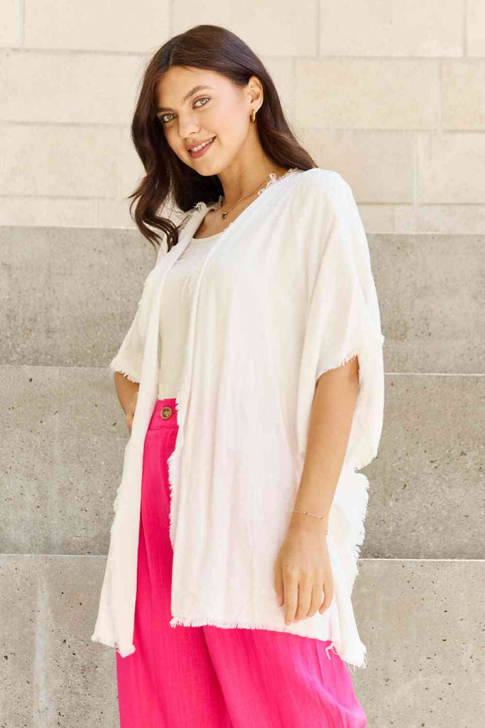 HEYSON Summer is Calling Full Size Wash Gauze Open Front Kimono in Off White-Timber Brooke Boutique, Online Women's Fashion Boutique in Amarillo, Texas