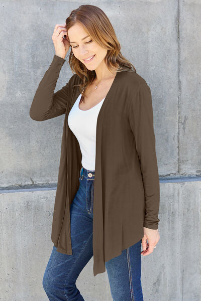 Basic Bae Full Size Open Front Long Sleeve Cardigan-Timber Brooke Boutique, Online Women's Fashion Boutique in Amarillo, Texas