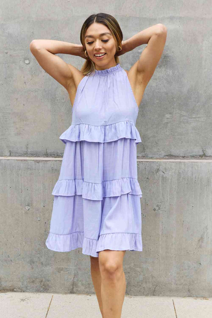 ODDI Full Size Relaxed Baby Doll Halter Dress-Timber Brooke Boutique, Online Women's Fashion Boutique in Amarillo, Texas