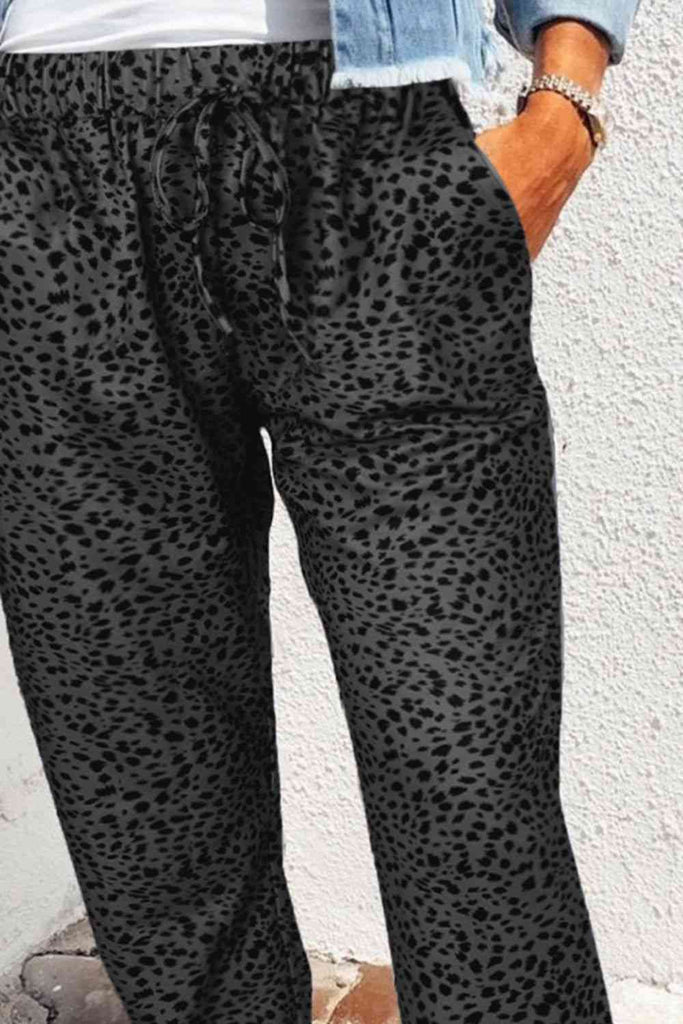Double Take Leopard Print Joggers with Pockets-Timber Brooke Boutique, Online Women's Fashion Boutique in Amarillo, Texas
