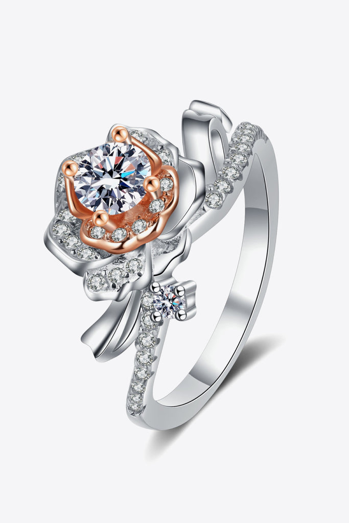 925 Sterling Silver Rose-Shaped Moissanite Ring-Timber Brooke Boutique, Online Women's Fashion Boutique in Amarillo, Texas