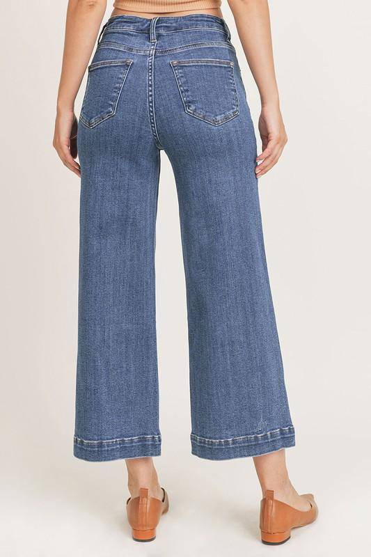 Risen High Rise Cropped Wide Leg Jeans-Jeans-Timber Brooke Boutique, Online Women's Fashion Boutique in Amarillo, Texas