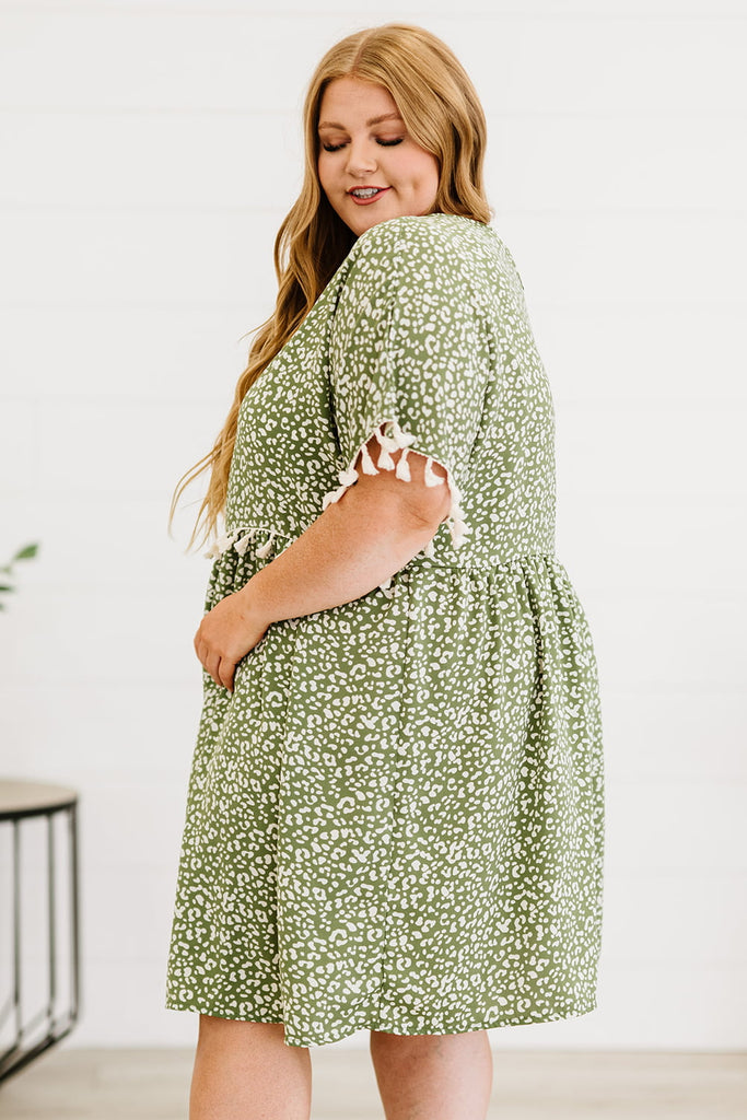 Plus Size Leopard Print Tassel Trim Dress-Timber Brooke Boutique, Online Women's Fashion Boutique in Amarillo, Texas