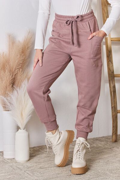 RISEN Drawstring Pocketed Joggers-Timber Brooke Boutique, Online Women's Fashion Boutique in Amarillo, Texas