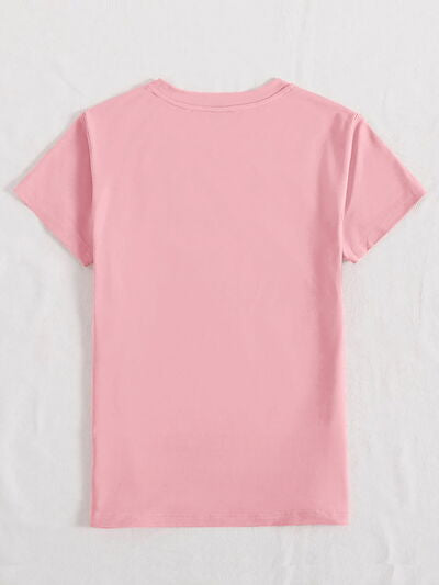 HAPPY EASTER Round Neck Short Sleeve T-Shirt-Timber Brooke Boutique, Online Women's Fashion Boutique in Amarillo, Texas