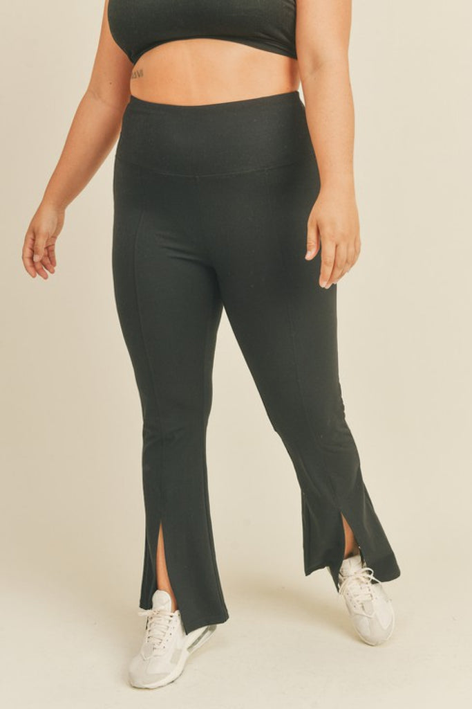Kimberly C Full Size Slit Flare Leg Pants in Black-Timber Brooke Boutique, Online Women's Fashion Boutique in Amarillo, Texas