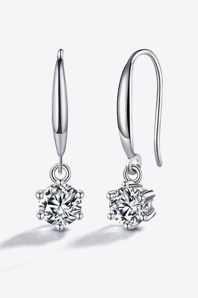 2 Carat Moissanite 6-Prong Drop Earrings-Timber Brooke Boutique, Online Women's Fashion Boutique in Amarillo, Texas