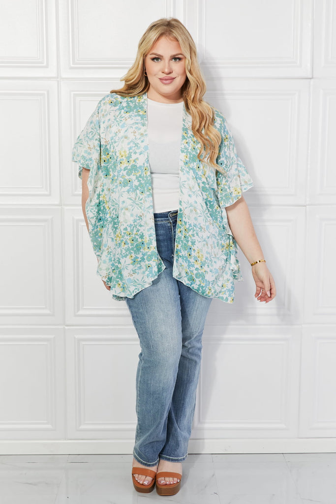 Justin Taylor Fields of Poppy Floral Kimono in Green-Timber Brooke Boutique, Online Women's Fashion Boutique in Amarillo, Texas
