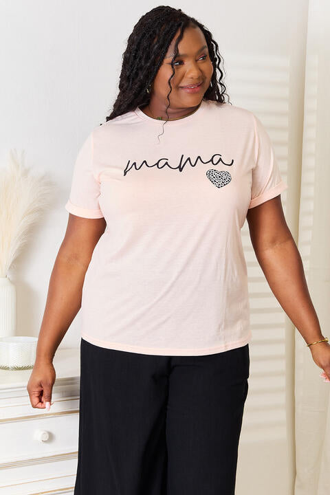 Simply Love MAMA Heart Graphic T-Shirt-Timber Brooke Boutique, Online Women's Fashion Boutique in Amarillo, Texas