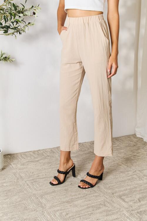 Double Take Pull-On Pants with Pockets-Timber Brooke Boutique, Online Women's Fashion Boutique in Amarillo, Texas