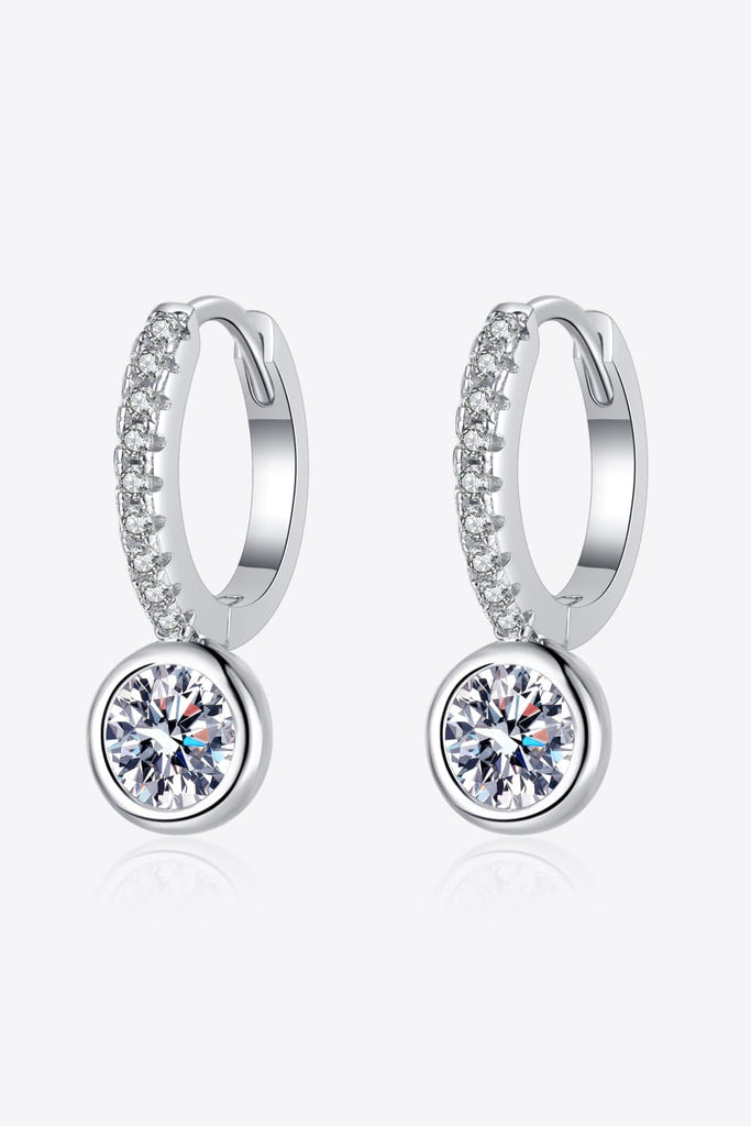 1 Carat Moissanite Rhodium-Plated Drop Earrings-Timber Brooke Boutique, Online Women's Fashion Boutique in Amarillo, Texas