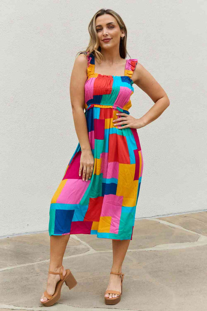 And The Why Multicolored Square Print Summer Dress-Timber Brooke Boutique, Online Women's Fashion Boutique in Amarillo, Texas