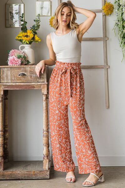 Heimish Full Size Printed Tied Straight Casual Pants-Timber Brooke Boutique, Online Women's Fashion Boutique in Amarillo, Texas