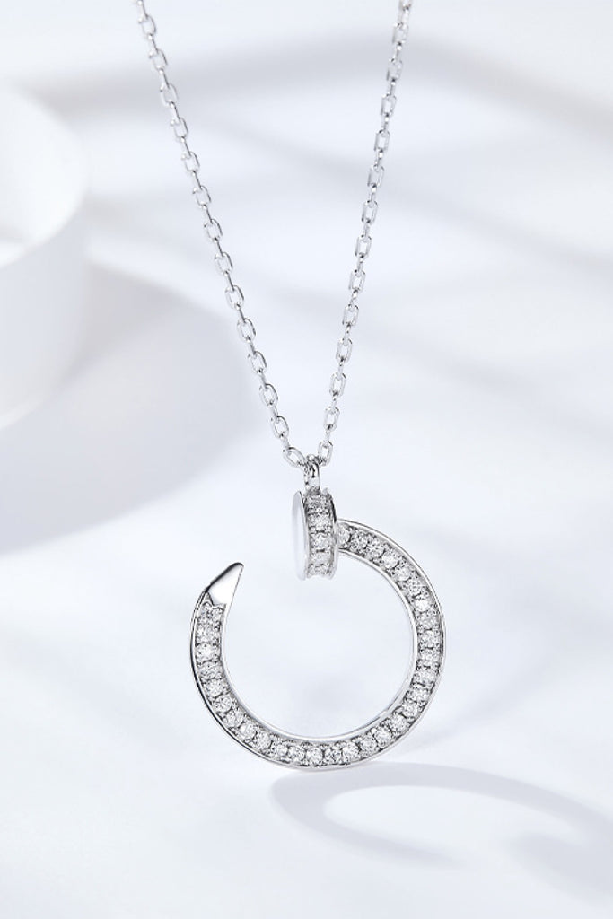 1 Carat Moissanite Open Ring Pendant Necklace-Timber Brooke Boutique, Online Women's Fashion Boutique in Amarillo, Texas
