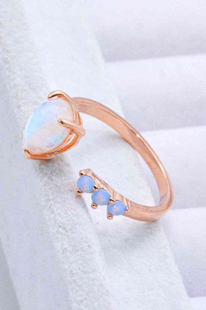 18K Rose Gold-Plated Moonstone Open Ring-Timber Brooke Boutique, Online Women's Fashion Boutique in Amarillo, Texas