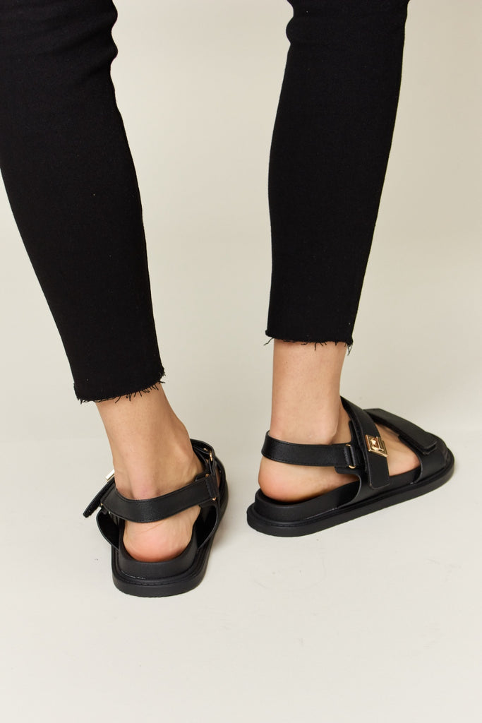 WILD DIVA Velcro Double Strap Slingback Sandals-Timber Brooke Boutique, Online Women's Fashion Boutique in Amarillo, Texas