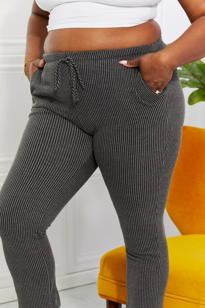Blumin Apparel Full Size Easy Living Ribbed Joggers-Timber Brooke Boutique, Online Women's Fashion Boutique in Amarillo, Texas