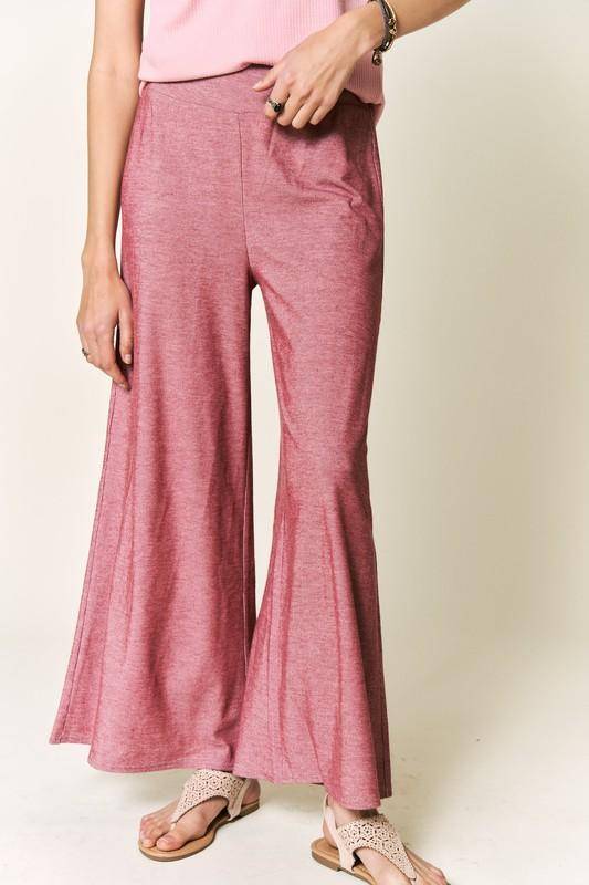 Petal Dew Solid Wide Waistband Wide Leg Pants-Pants-Timber Brooke Boutique, Online Women's Fashion Boutique in Amarillo, Texas