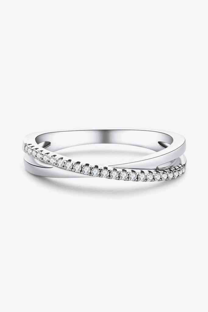 925 Sterling Silver Crisscross Moissanite Ring-Timber Brooke Boutique, Online Women's Fashion Boutique in Amarillo, Texas