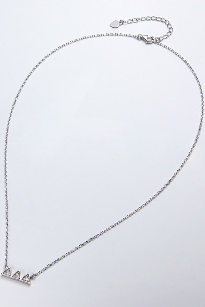 Moissanite Triangle Platinum-Plated Necklace-Timber Brooke Boutique, Online Women's Fashion Boutique in Amarillo, Texas