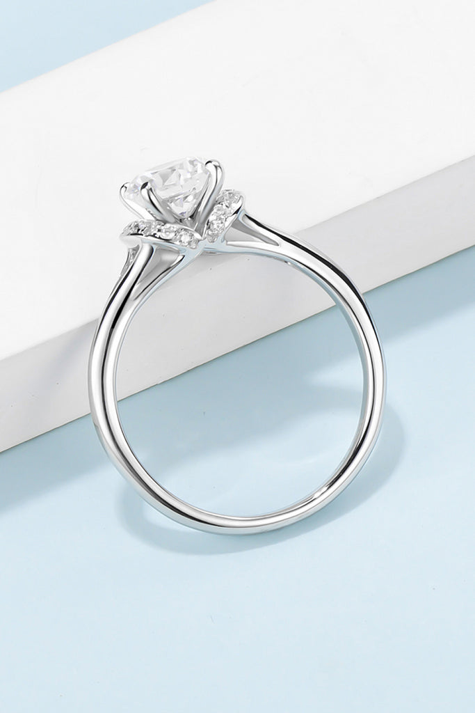 1 Carat Moissanite 925 Sterling Silver Split Shank Ring-Timber Brooke Boutique, Online Women's Fashion Boutique in Amarillo, Texas
