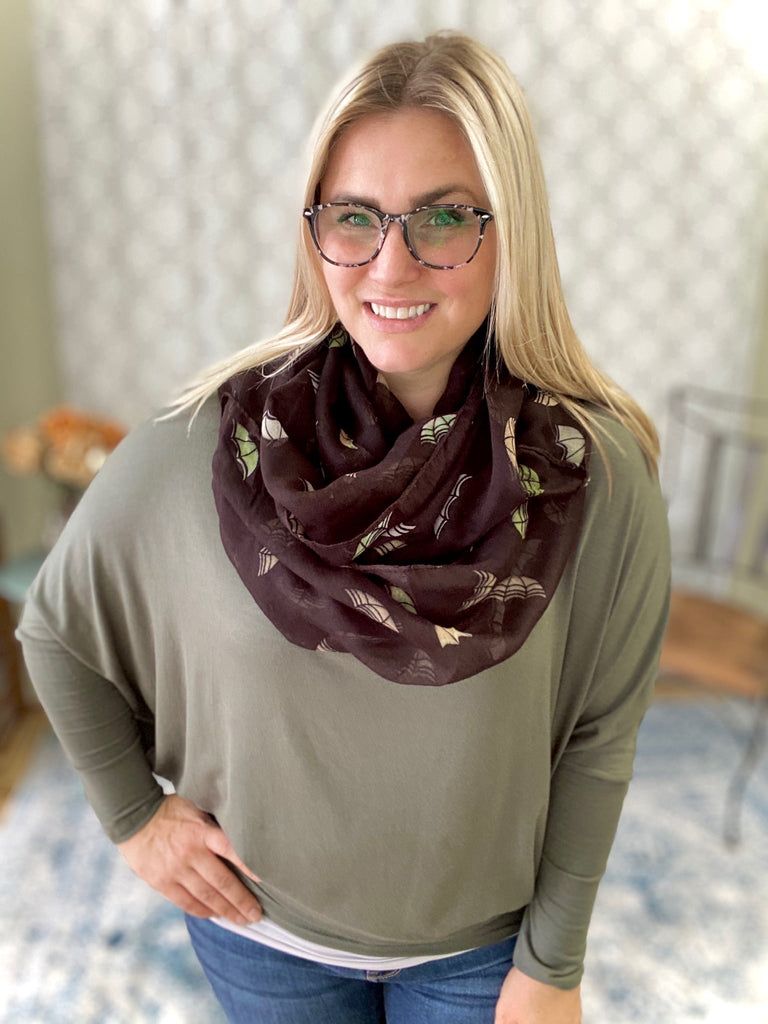 Under My Umbrella Infinity Scarf in Black-YFW-Timber Brooke Boutique, Online Women's Fashion Boutique in Amarillo, Texas