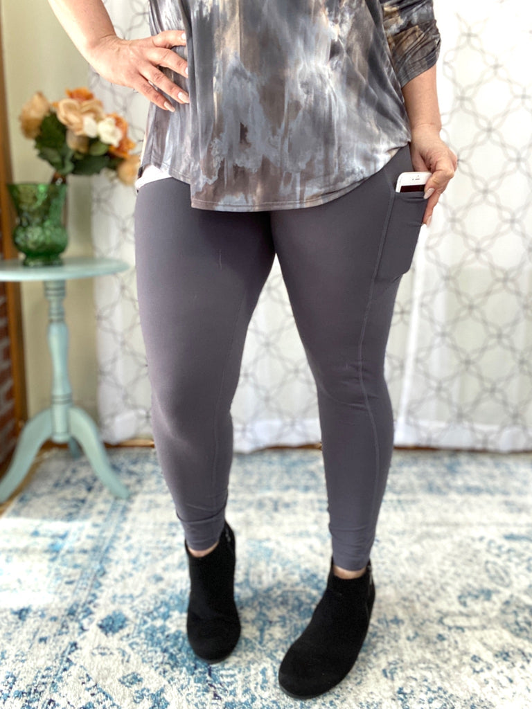 On The Go Leggings in Charcoal-Rae Mode-Timber Brooke Boutique, Online Women's Fashion Boutique in Amarillo, Texas