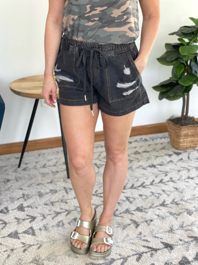 Wander This World Shorts in Black-White Birch-Timber Brooke Boutique, Online Women's Fashion Boutique in Amarillo, Texas